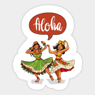 Hula Dancers Sticker